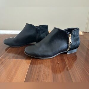 Aldo Black Low Heel Ankle Boots with Gold Zipper